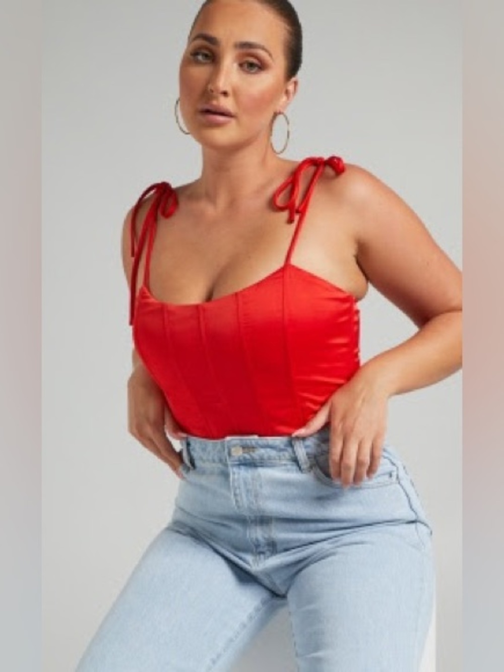 Red Satin Corset Top